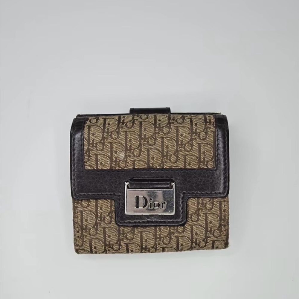 Dior Tan and Black Monogram Wallet
